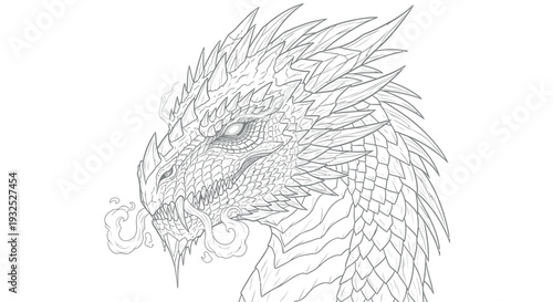 Detailed dragon head with scales.
