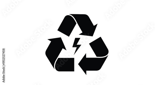 A striking black silhouette of the universal recycling symbol showcasing environmental consciousness and sustainable practices silhouette high quality professional