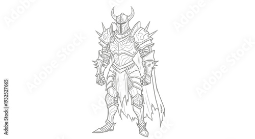 Fantasy warrior in armor standing tall.