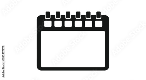 A stark black calendar icon displays a simple rectangular design with numbered boxes creating a bold silhouette high quality