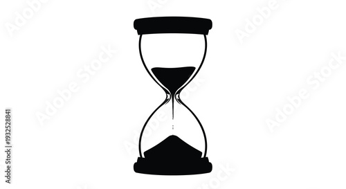 A striking black hourglass shape against a white background visually represents the passage of time presented as a silhouette