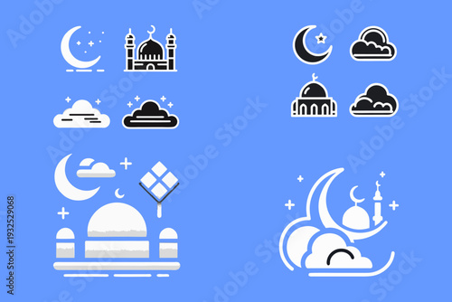 This is a vector image of an Eid icon, suitable for use in logo designs for printing companies, envelopes, t-shirts, packaging, food, drinks