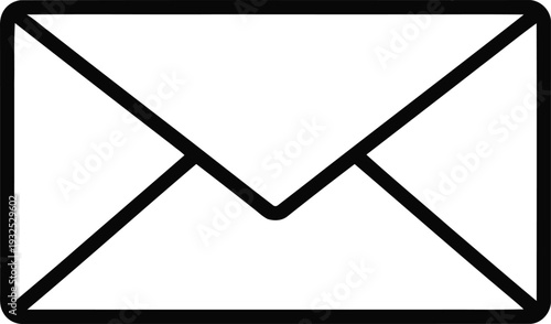 A simple black outline depicts a closed envelope commonly associated with electronic mail or correspondence high-quality professional detailed modern elegant stylish clean crisp vibrant colorful