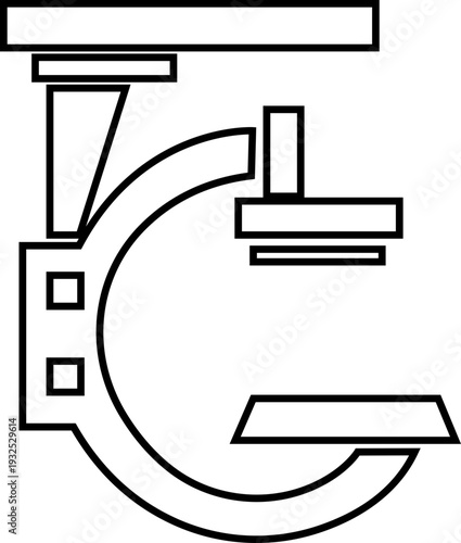 X ray machine medical equipment icon in black line style featuring radiology, scanner, imaging, diagnostic, hospital technology and healthcare synonym elements for clinic design