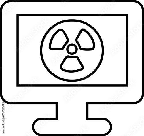X ray machine medical equipment icon in black line style featuring radiology, scanner, imaging, diagnostic, hospital technology and healthcare synonym elements for clinic design