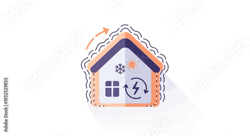 Eco friendly house with energy symbols.