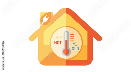 House with thermometer showing hot temperature.