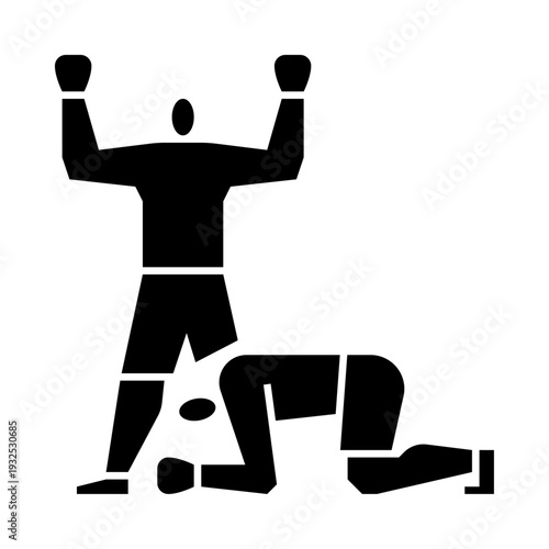 Knock out glyph icon. Boxing match illustration.
