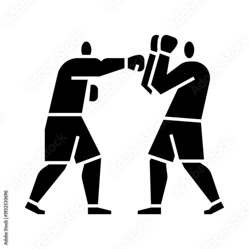 Block technique in boxing glyph icon. Boxing match illustration.