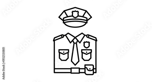 Police Uniform Illustration Simple Design.