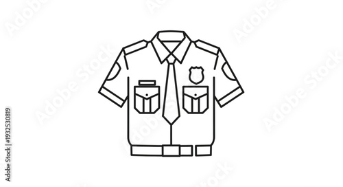 Police Uniform Shirt Illustration Design.