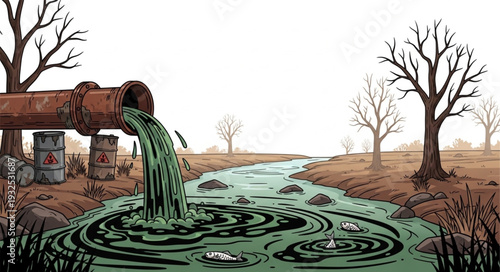 Polluted Stream with Industrial Wastewater.