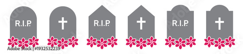 Gravestone icon. Tombstone icon. Headstone icon, vector illustration