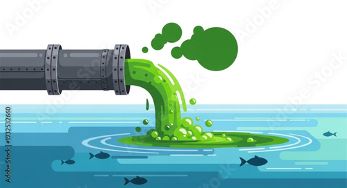 Polluted Water with Green Sludge.