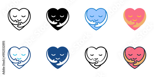 Self esteem icons set multiple style collection. Editable stroke 
