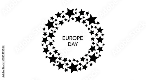 Europe Day Circle of Stars with Text