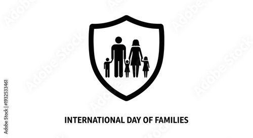 Family protection icon inside shield, International Day of Families concept