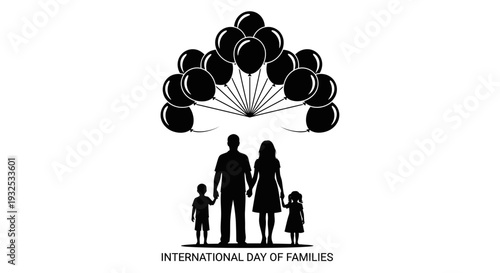 Family Silhouette with Balloons - International Day of Families