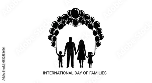 Family Silhouette with Balloons, International Day of Families Celebration