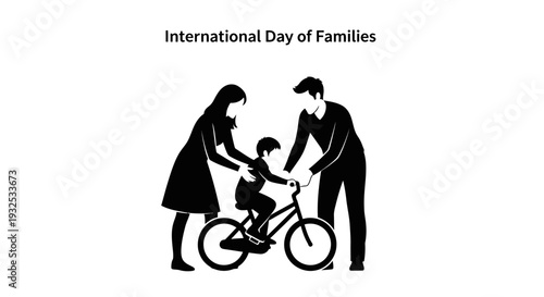 Family Teaching Child Riding Bicycle, International Day of Families