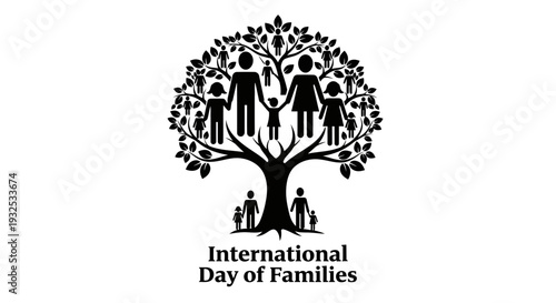 Family Tree Icon and International Day of Families Text