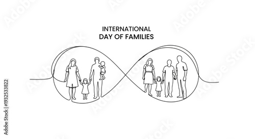 International Day of Families: Continuous Line Art of Diverse Families