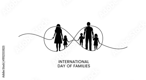 International Day of Families - Silhouette of a family with infinity symbol