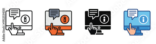 Self service icon collection in multiple styles illustrating automated systems, user independence concepts, digital kiosk symbols, and clean professional vector design