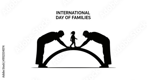 International Day of Families: Parents Support Child Crossing Bridge Silhouette