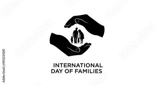 International Day of Families Silhouette Logo with Caring Hands