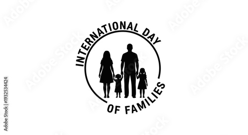 International Day of Families Stamp Silhouette: Parents and Children Holding Hands
