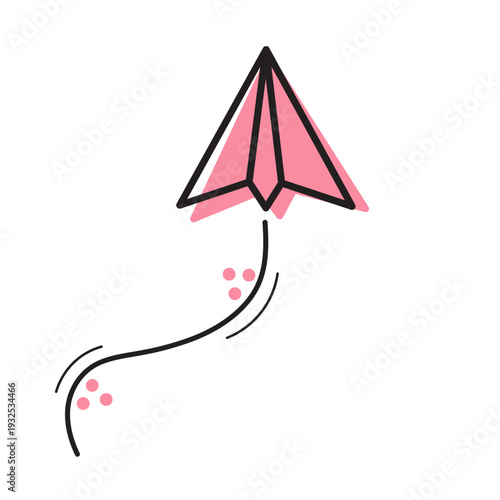 Pink Paper Airplane Flying