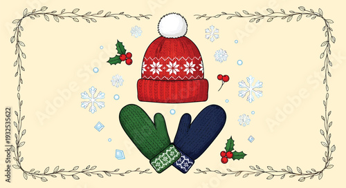Set of winter clothing icons vector