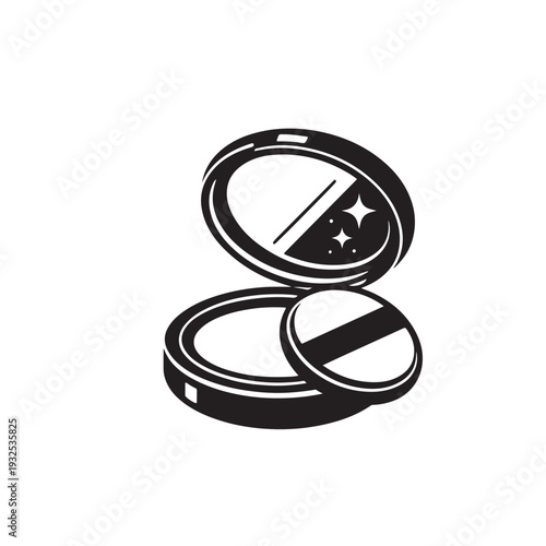 Makeup Powder Compact Icon Silhouette Vector Beauty Symbol