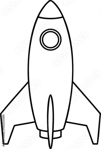Rocket Spaceship Vector Illustration, Minimalist Black Outline Shuttle Icon for Startup and Launch Design