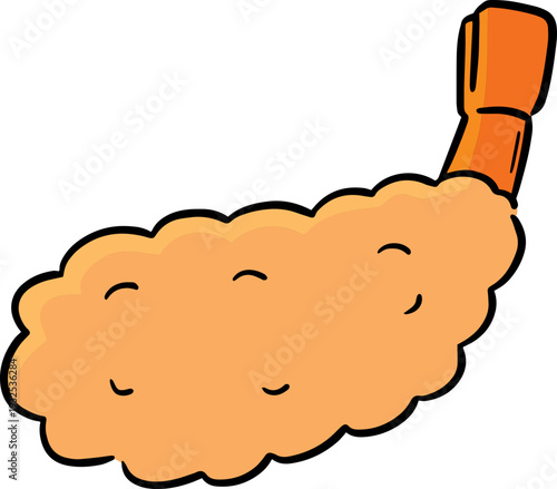 Hand drawn illustration of fried shrimp