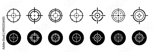 Target icons . Set of target icon. Crosshairs icon set. Bullseye symbol collection.