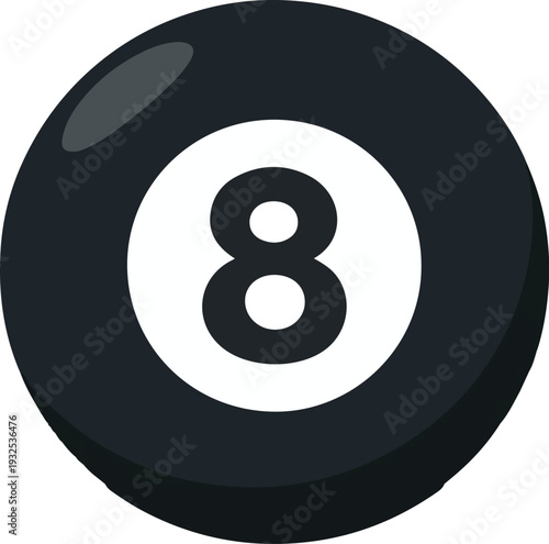 Minimal Billiard Ball Icon Flat Illustration featuring Classic Pool Ball Graphic for Sports, Gaming, and Leisure Activity Concept Design