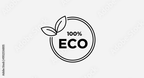 100 Percent Eco Label Icon – Organic Natural Product Badge Vector Illustration