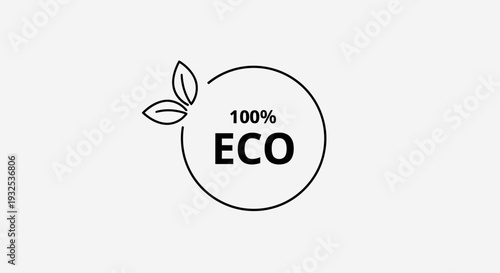 100 Percent Eco Label Icon – Organic Natural Product Badge Vector Illustration