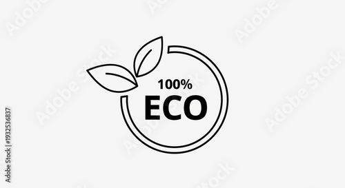 100 Percent Eco Label Icon – Organic Natural Product Badge Vector Illustration