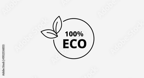 100 Percent Eco Label Icon – Organic Natural Product Badge Vector Illustration