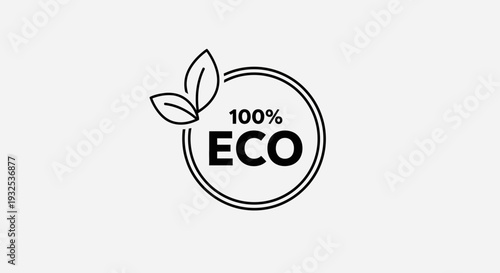 100 Percent Eco Label Icon – Organic Natural Product Badge Vector Illustration