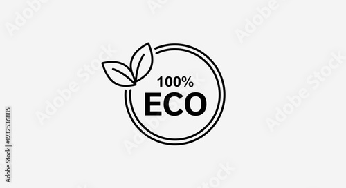 100 Percent Eco Label Icon – Organic Natural Product Badge Vector Illustration