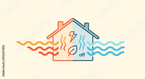 House with energy efficiency symbols.