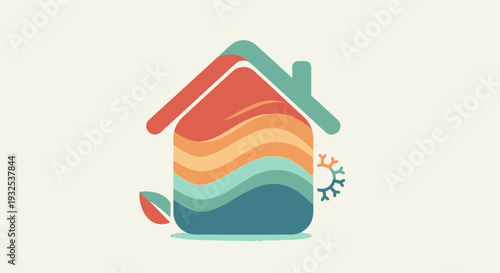 Colorful House with Rainbow Layers.