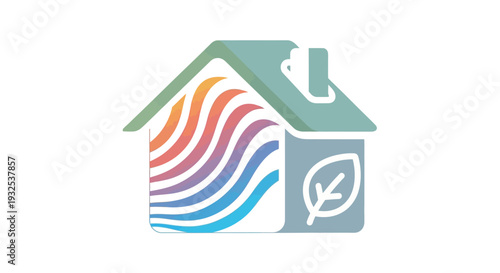 Eco friendly house with leaf logo.