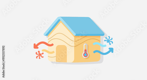 Simple house with blue roof.