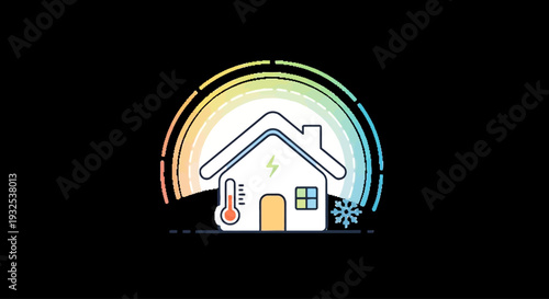 Simple house with weather icons.