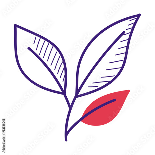 Leaf doodle icon vector isolated. Hand-drawn illustration of a branch with leaves. Idea of ecology and organic product. Natural symbol.
